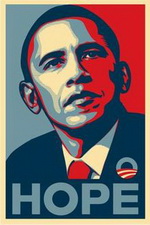 Shepard Fairey 'Hope' style portraits